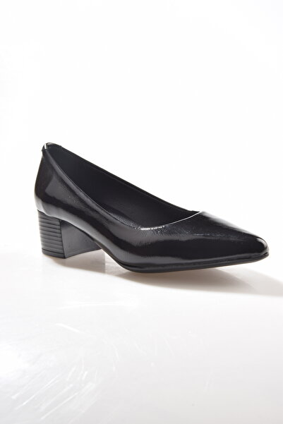 erdal koçyiğit 540 Women's Genuine Leather Thick Heeled Classic Shoes