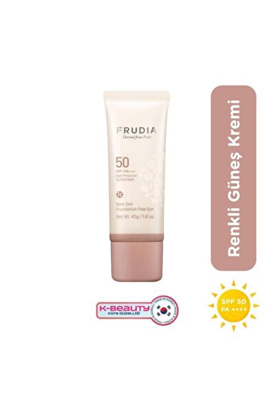 FRUDIA Bare Skin Fondöten Etkili Renkli Yüz Güneş Kremi SPF50 PA++++ 40 g