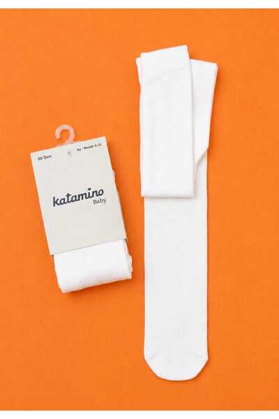Katamino Baby Girl Plain White Pantyhose