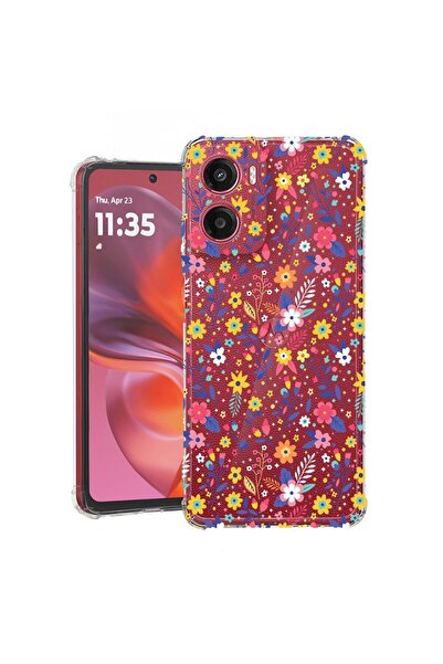 bestcase ¬Æ Husa compatibila Motorola Moto E15, Anti Shock 1.5MM, Flower Patt...