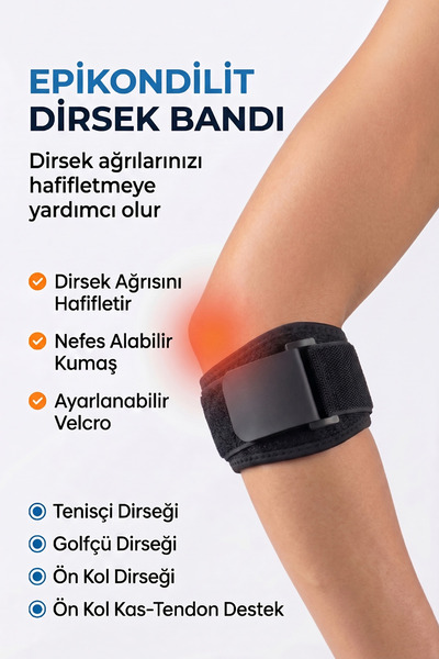 HSDSİLİKON Epikondilit Bandajı, Tenisçi Golfçü Dirseği Bandı