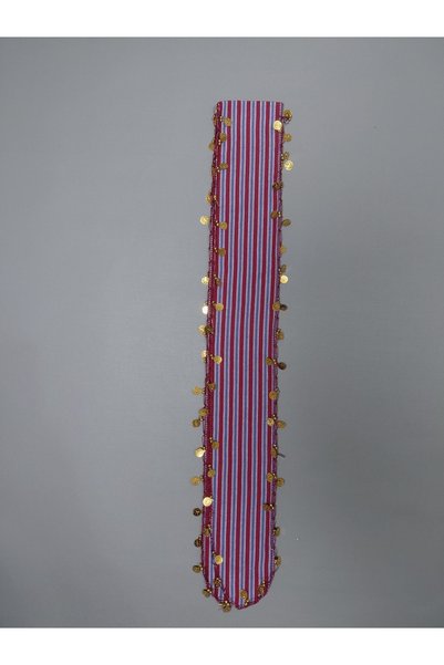 keşancım Bordomavi̇ Straight Long Bandana with Gold Sequins