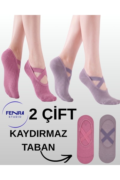 FENRA STUDIO Ženske čarape za jogu, pilates i ples sa dva paketa, sa križnim ...