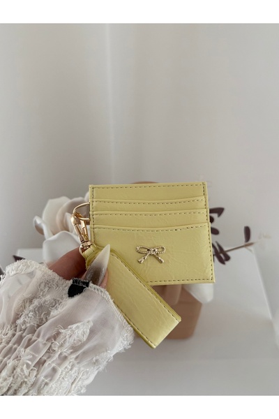 lalettobags Kadın Fiyonk Detaylı Anahtarlıklı Parlak Suni Deri Kartlık