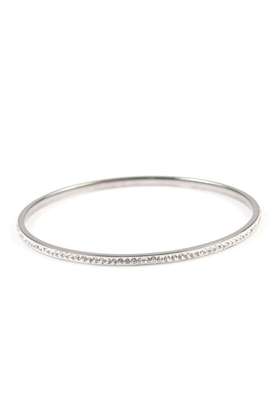 meli melo Elegant silver steel bracelet with Stone-Embellished