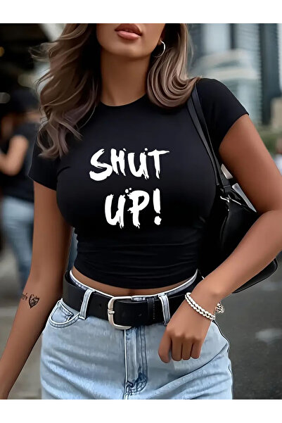 NEVERMIND Women's Crop Baby Tee  Printed Slim Fit 100% Cotton Y2K Streetwear ...
