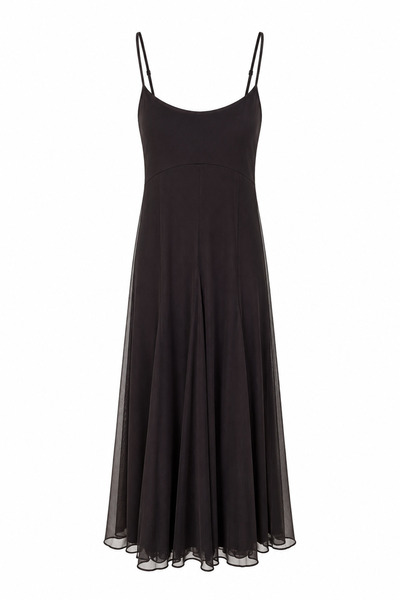 HAZELANNA Brown Tulle Dress with Straps