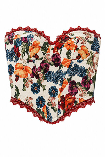 HAZELANNA Corset portocaliu din dantelă cu armătură