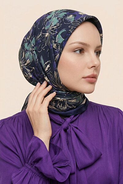 InStyle Eșarfă mov din bumbac moale cu model floral