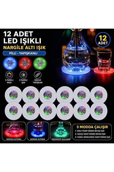 CANSA RGB LED Nargile Altı Işık 12’li Set