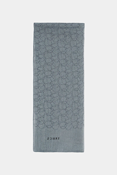 Zühre Soft Floral Patterned Dark Gray Shawl 0058