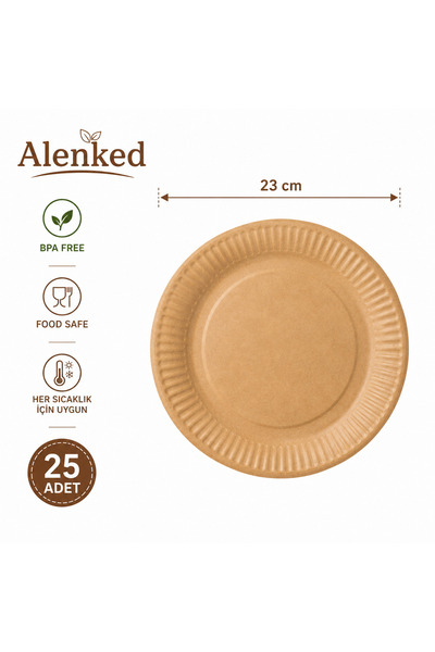 alenked Kraft Karton Tabak 23 cm 25'li
