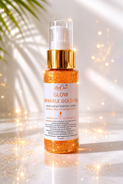 BeOne Cosmetics Glow Sparkle Gold Oil Biscuits - Ulei uscat pentru corp cu pa...
