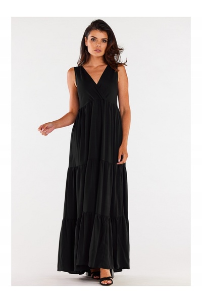 Awama Women's dress, awama, Viscose, Black A581, L INTL