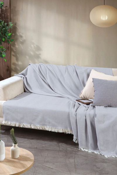 Miracolo Home غطاء أريكة من القطن بحواف مزخرفة من الأمام مقاس 170x210 سم للاس...