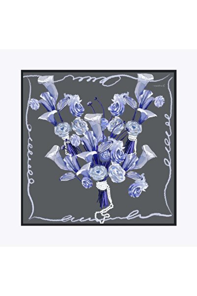 Zerafetim Twill Silk Scarf Gray Blue