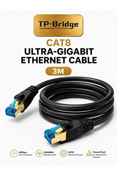 TP-BRIDGE كابل إيثرنت CAT8 – نحاس OFC مقاس 24AWG، S/FTP، LSZH، 2000 ميجاهرتز،...