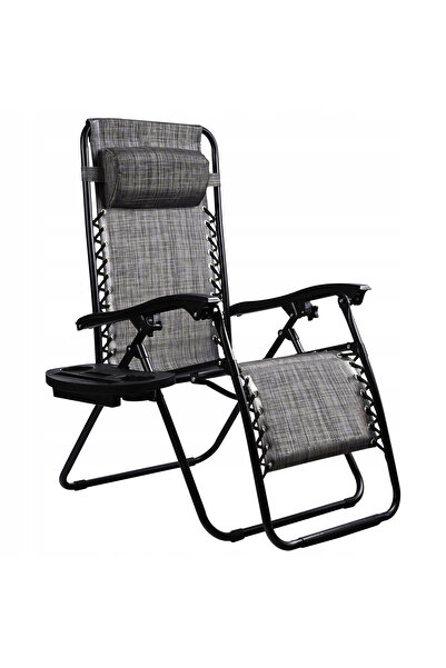 SERSIMO Folding garden sun lounger with headrest, textoline fabric and metal ...