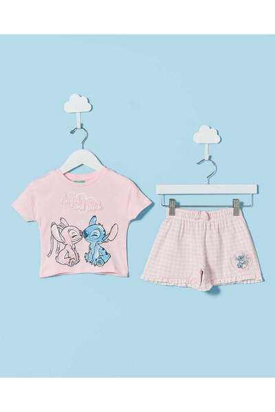 REDTAG Girls Pink Stitch Pyjama Short Set