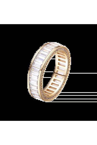 Lisa&Co. Inel Argint Baguette Frame Band 53 mm / Argint placat cu aur galben ...