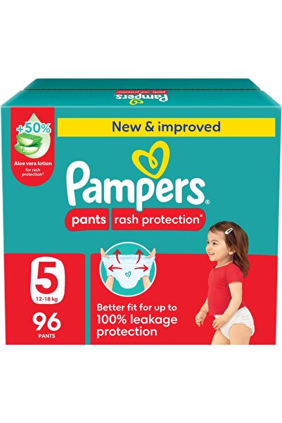 Pampers حماية من الطفح الجلدي، مقاس 5، 12-18 كجم، صندوق ضخم، 96 حفاضة