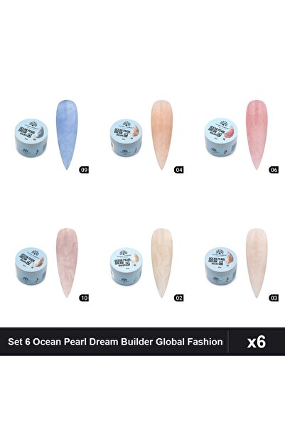 global fashion Set 6 Ocean Pearl Dream Builder 15g - Nr.02 Nr.03 Nr.04 Nr.06 ...