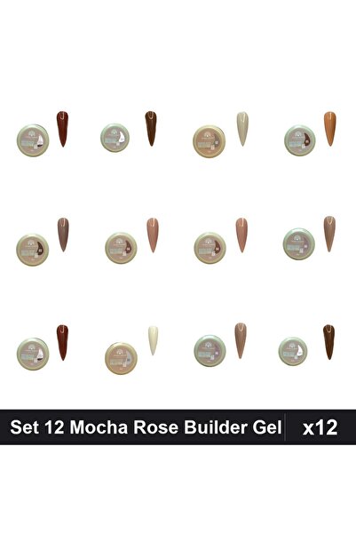 global fashion Set 12 Mocha Rose Builder Gel 15g - Nr.01-09 Constructie Unghii