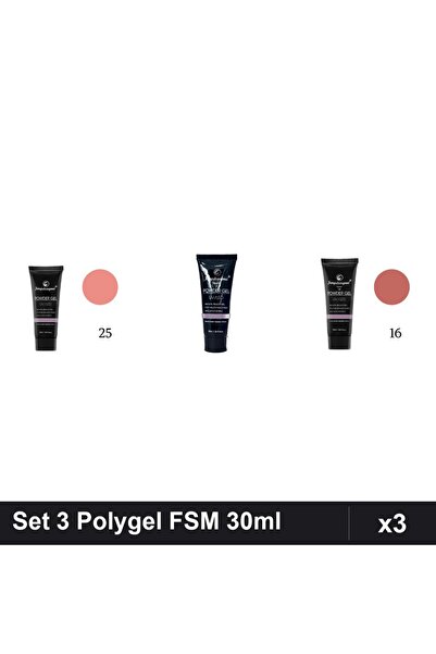 FSM Set 3 Polygel 30ml - Nr.25, Nr.22, Nr.16 - Construcție Unghii