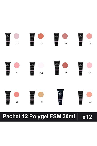 FSM Set 12 Polygel 30ml - Nr.04, Nr.06, Nr.07, Nr.08, Nr.11, Nr.13, Nr.16, Nr...