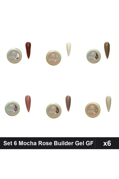 global fashion Set 6 Mocha Rose Builder Gel 15g - Nr.01 Nr.02 Nr.03 Nr.08 Nr....