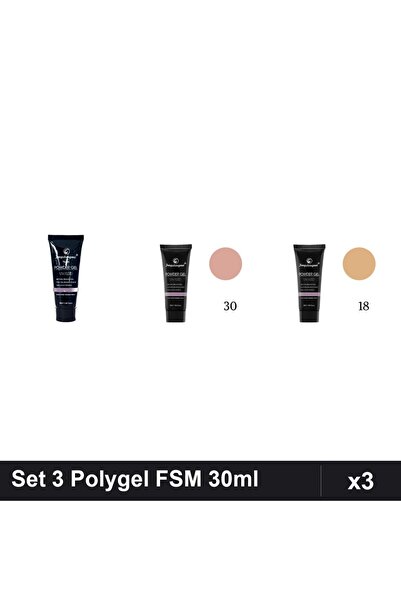 FSM Set 3 Polygel 30ml - Nr.15, Nr.30, Nr.18 - Constructie Unghii