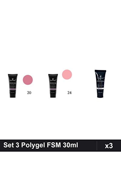 FSM Set 3 Polygel 30ml - Nr.20, Nr.24, Nr.17 - Constructie Unghii UV LED