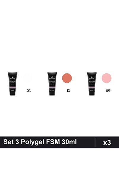 FSM Set 3 Polygel 30ml - Nr.03, Nr.13, Nr.09 - Constructie Unghii