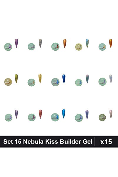 global fashion Set 15 Nebula Kiss Builder Gel 15g - Nr.01-16 Constructie Unghii
