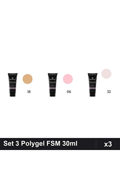 FSM Set 3 Polygel 30ml - Nr.18, Nr.06, Nr.32 - Constructie Unghii