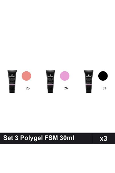 FSM Set 3 Polygel 30ml - Nr.25, Nr.26, Nr.33 - Construcție Unghii