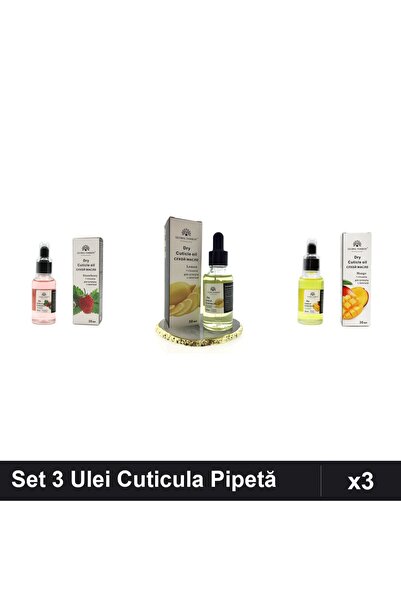 global fashion Set 3 Ulei Cuticula Pipetă 30ml - Căpșuni, Lămâie, Mango