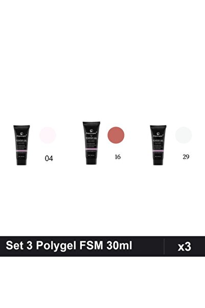 FSM Set 3 Polygel 30ml - Nr.04, Nr.16, Nr.29 - Construcție Unghii