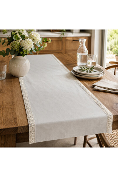 Stelo de Maro Lace Biyeli Runner Krem 40x145 cm