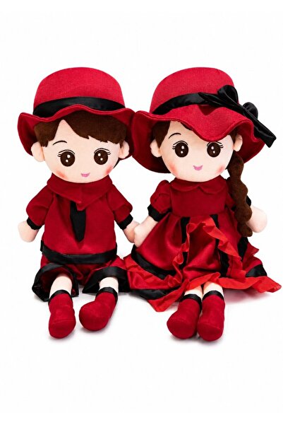 DAT Set of 2 Cute 45CM Plush Dolls Couple with Pink Outfits, Soft Stuffed Toy...