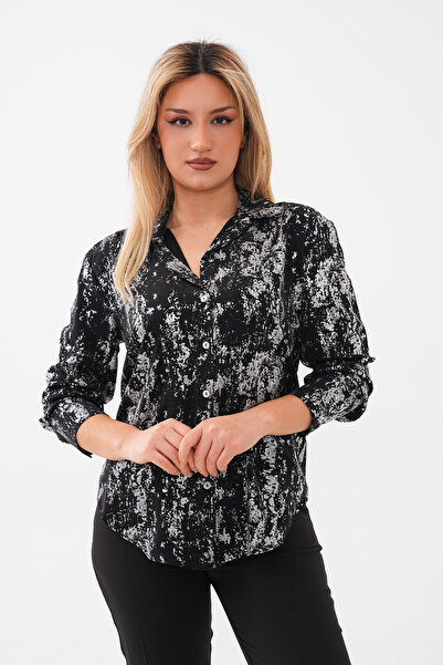 Mdg Tekstil T8016 Varak Desenli Satten Gömlek