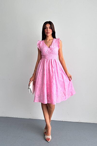 Shopping Shop Embroidered Midi Dress Pink