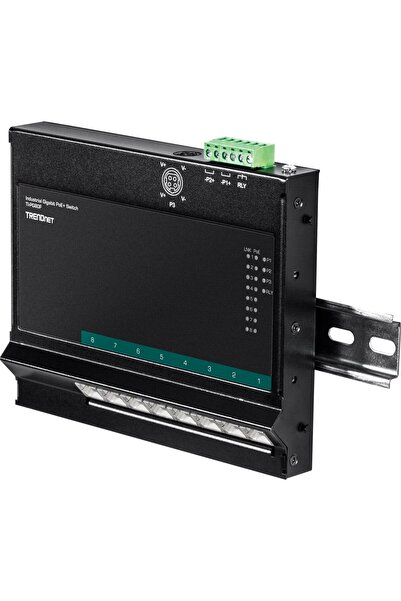 TRENDnet Switch industrial Gigabit PoE+ cu 8 porturi, montabil pe perete, cu ...