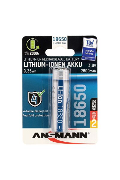 ANSMANN Baterie Li-Ion 18650 2600mAh 3,6V 9,36Wh 1307-0000