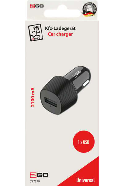 2go Încărcător auto 2100mA 1x USB-A 12V negru