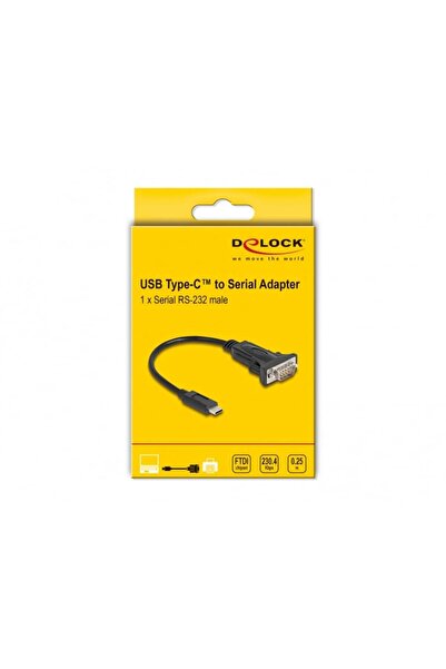 DELOCK Adaptor USB Tip-C > 1 x Serial RS-232 D-Sub 9 Pini