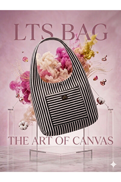 LTS bag Striped Canvas Hobo Shoulder Bag