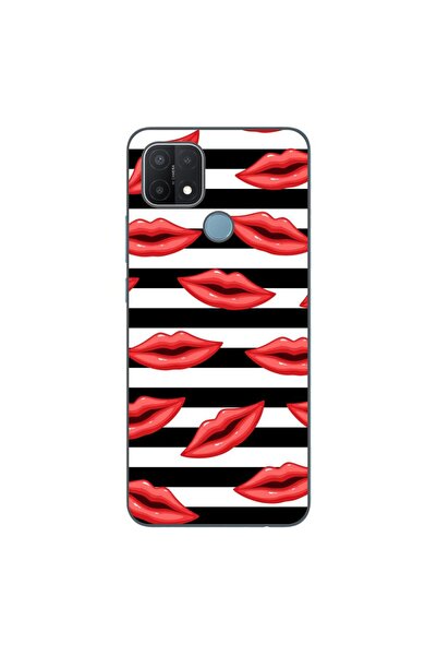 OEM Husa compatibila cu Oppo A15 si A15s Silicon Gel Tpu Model Striped Kisses