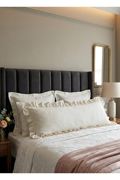 Erba kreasyon Long Ruffle Pillowcase Raw Linen Maternity Pillowcase 135 X 50