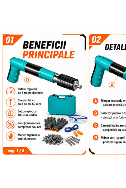 OEM Pistol manual pentru fixarea cuielor + 100 CUIE CADOU (RO-V11) (IFT)